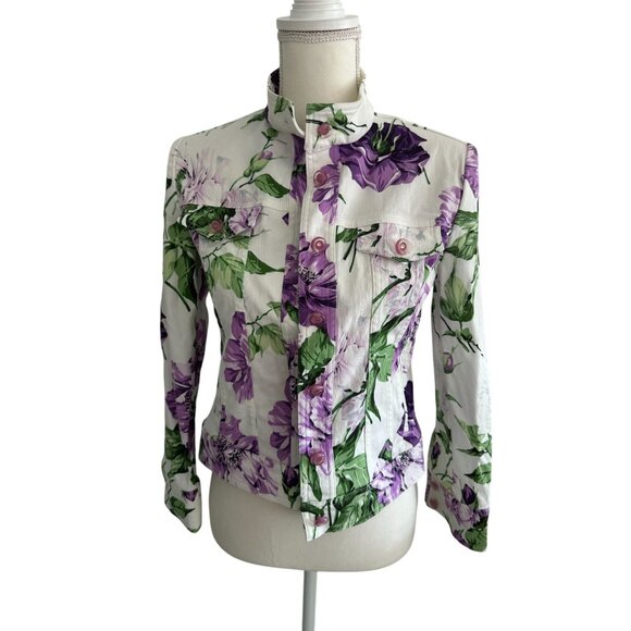 ST JOHN Sport Vintage Mary Gray Floral Jacket Size XS - Picture 3 of 11